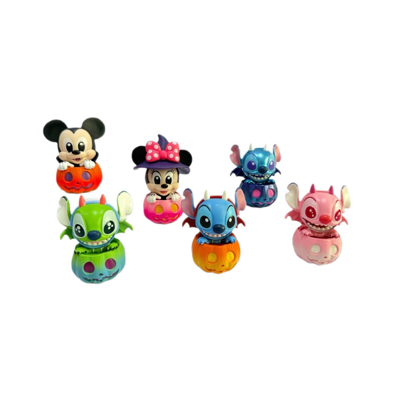 8.5cm ミッキーマウスとステッチ パンプキンシリーズ ハロウィンギフト PVC製トレンディドール6個入りテープ付き|undefined