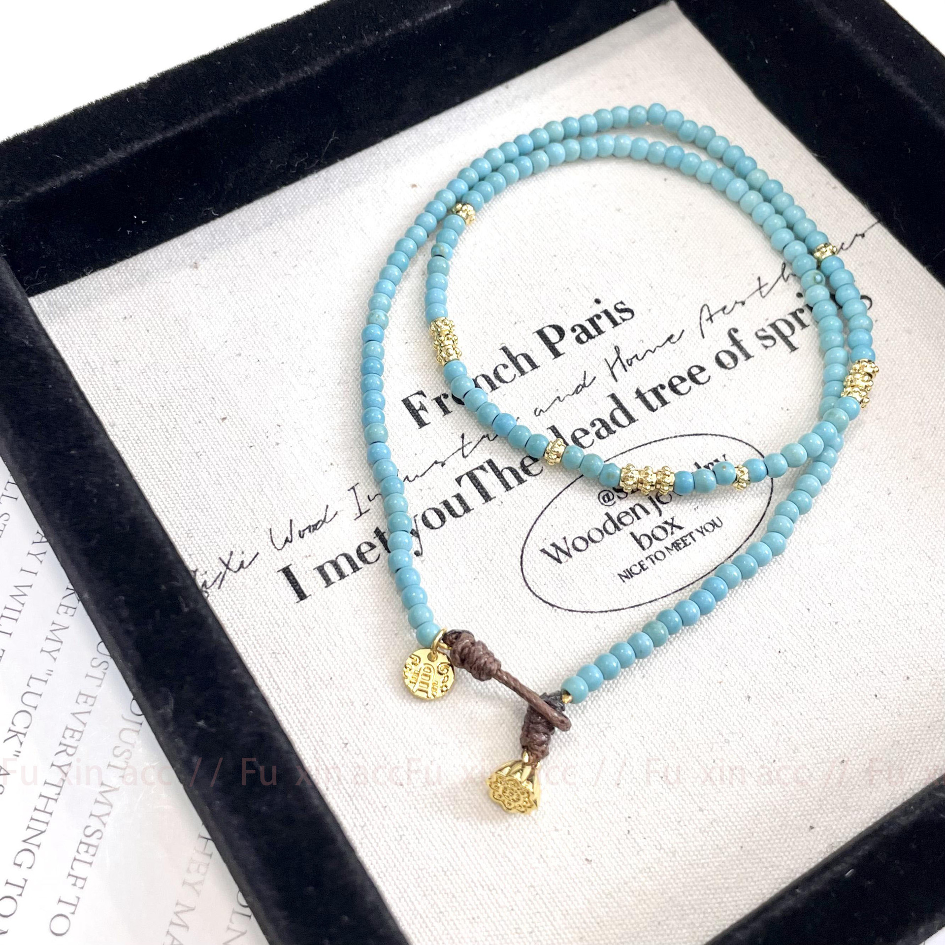 Collier perles turquoise style chinois élégant pour femme_voghion.com