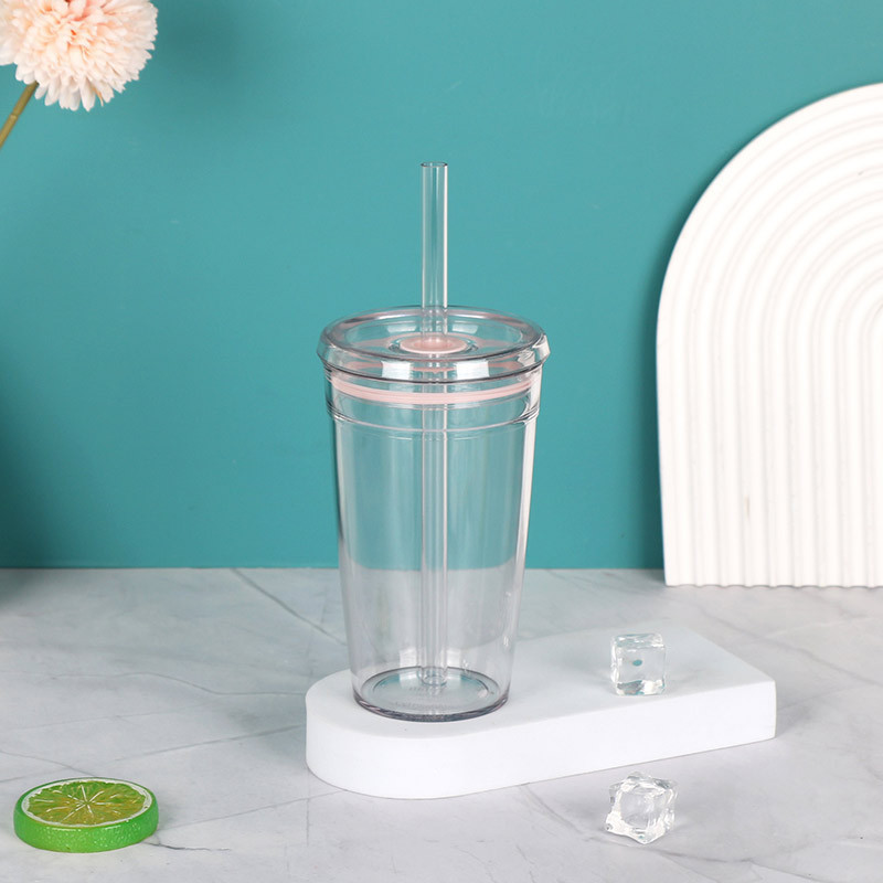 クロスボーダー 15 オンスプラスチックカップポータブル単層透明プラスチックカップストローカップマルチカラーコーヒーカップミルクティーカップ|undefined