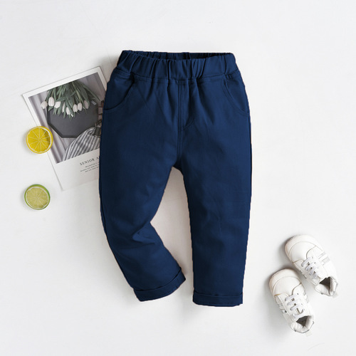 Cross-border boys' and girls' elastic long pants for middle-aged, big children, babies, spring and autumn outdoor wear, trendy and cool stylish pants, casual school uniforms