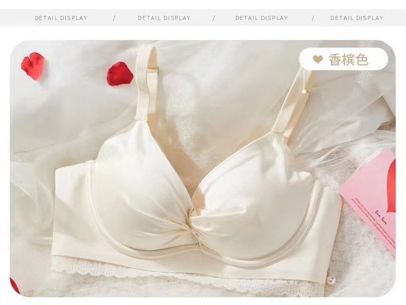 Año de nacimiento de satén de lujo ligero estilo de ropa interior cofre pequeño taza no vacía rojo inalámbrico ropa interior lado sujetador 6618