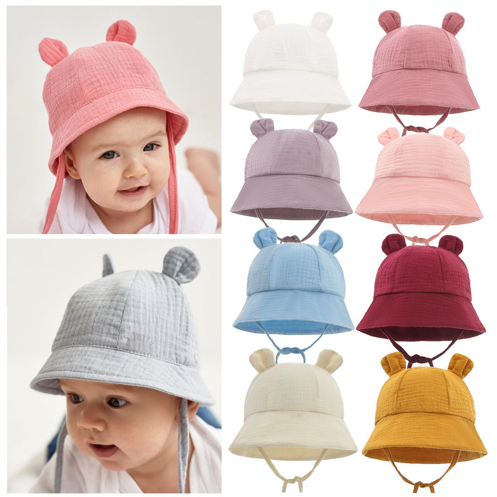 Brand children's cotton solid color sun hat