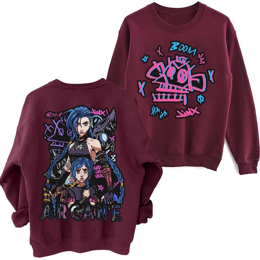 2024 Arcane-Jinx Hot Anime Sweatshirt Harajuku Round Neck