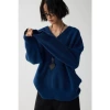 Blue, V-neckline