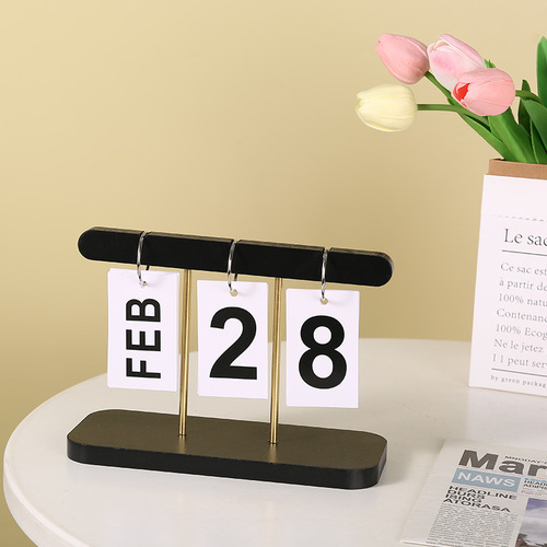 Modern simple wooden calendar page-turning perpetual calendar bedroom desk ornament holiday gift decorative desk calendar
