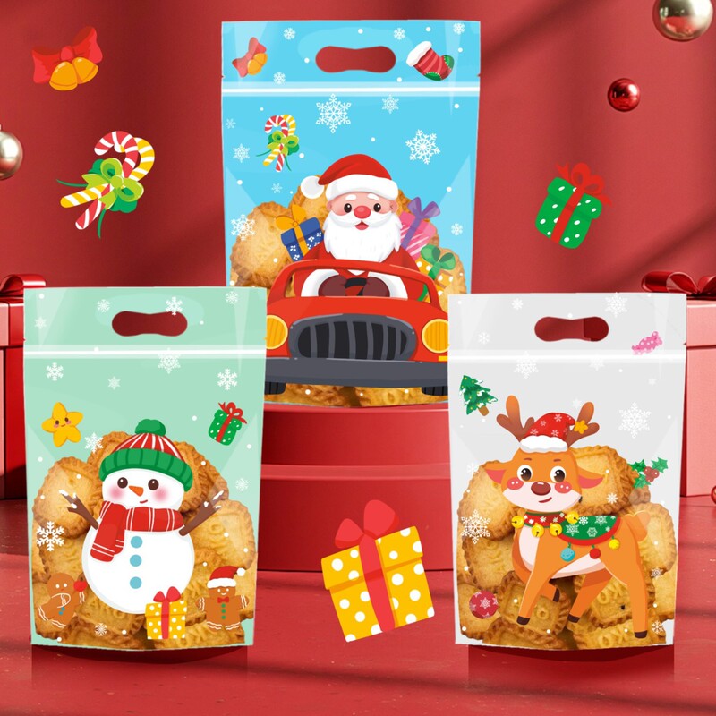 クロスボーダークリスマス漫画ジップロックバッグ食品包装袋スノーフレークペストリースタンドアップバッグビスケットキャンディバッグジッパーシールバッグ|undefined