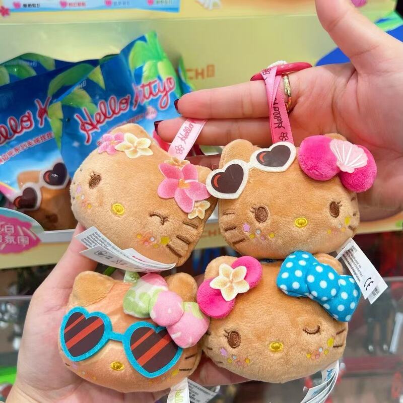 Summer Surfing Black Leather Hello Cat Pendant Plumeria Sunglasses Brown Leather Cat Bag Charm New Model 2026