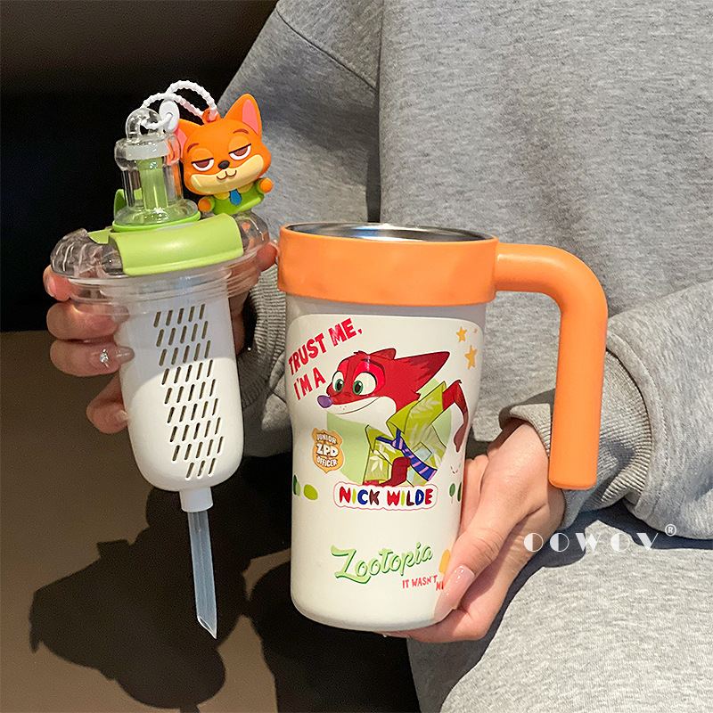 ズートピア ジュディ ニック 断熱カップ レディース 大容量 カップル ウォーターカップ オフィス ストローカップ 高価値|undefined