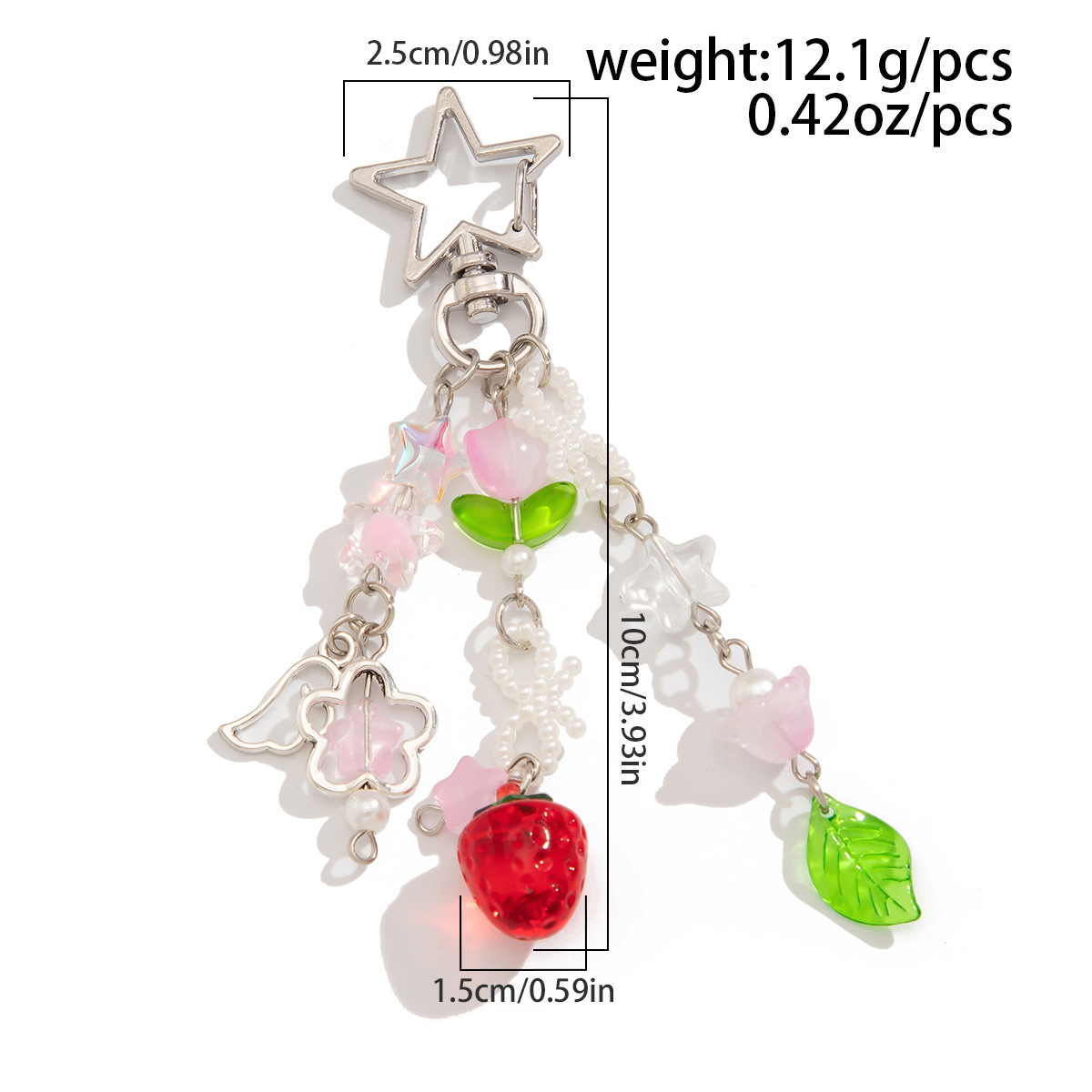 12g Weight Bag Pendant, Keychain Classification 1 Piece Quantity Daily Occasion Alloy Material Fruit, Strawberry Pattern Women's Gender Cute, Pastoral Style Cute Pastoral Fruit Strawberry Arylic Alloy Women's Bag Pendant Keychain 无