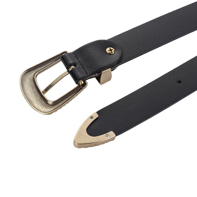 New European And American Leather Belt, Women's Retro Versatile Decoration, Two-layer Cow Belt, Women's Needle Buckle Casual Jeans Belt_voghion.com