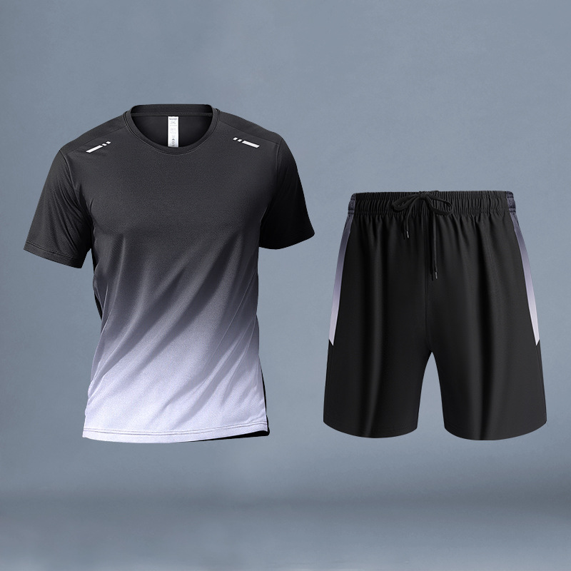 Running sports suit hombre de verano hielo acondicionamiento ropa de acondicionamiento rápido equipo de secado de la mañana entrenamiento de baloncesto de mangas cortas