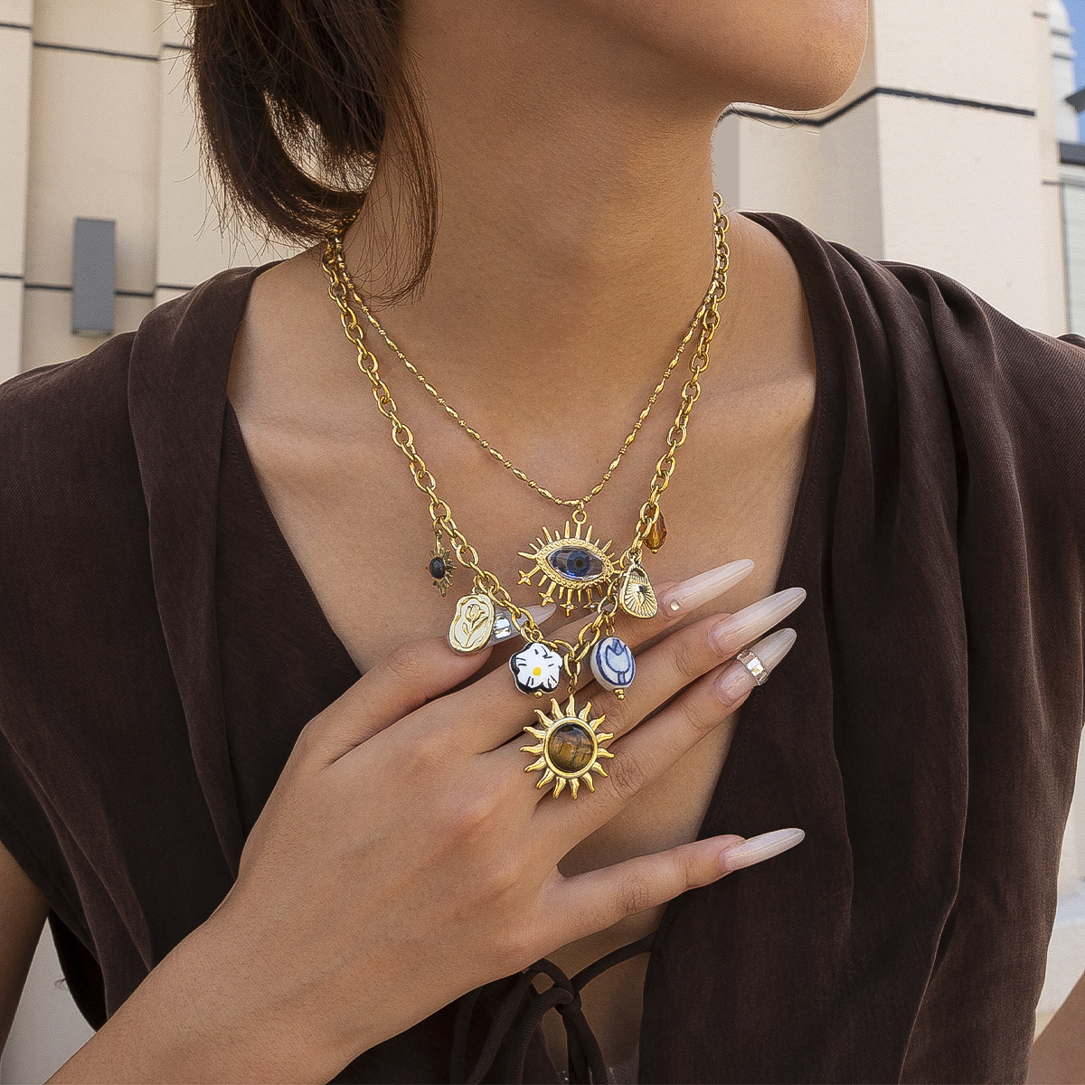 Collar de acero inoxidable de alta calidad acrílico solar de alta calidad para mujeres no se desvanecen joyas image 5