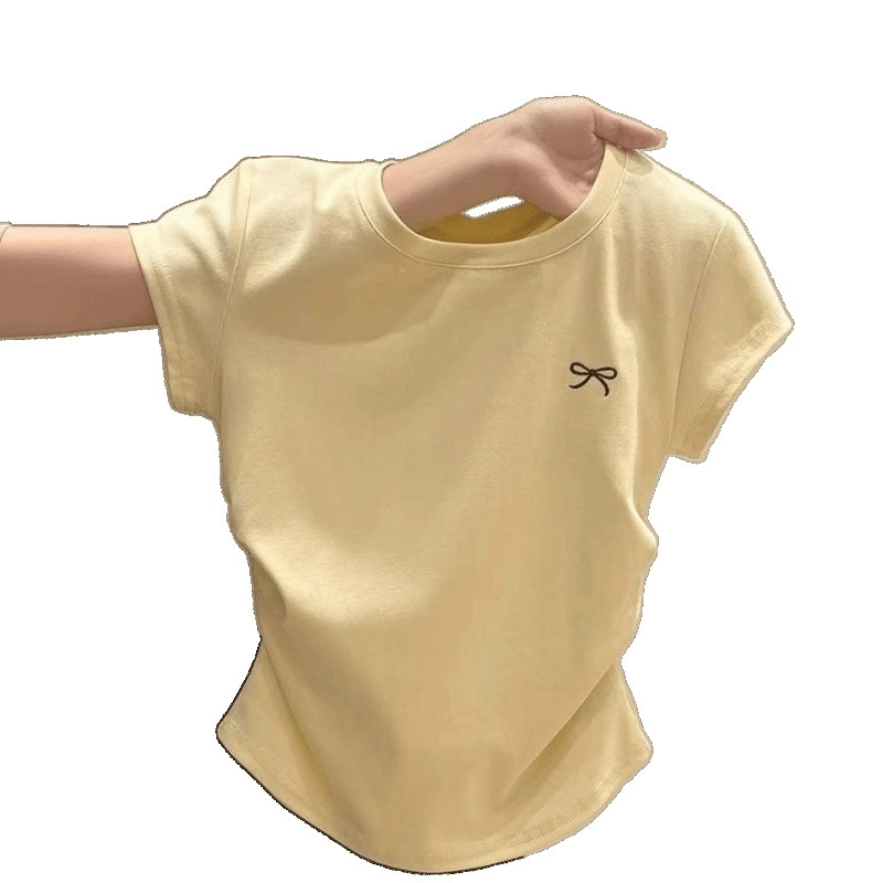 Летний дизайнерский укороченный свитер, круглый воротник, тренд сезона, slim fit
