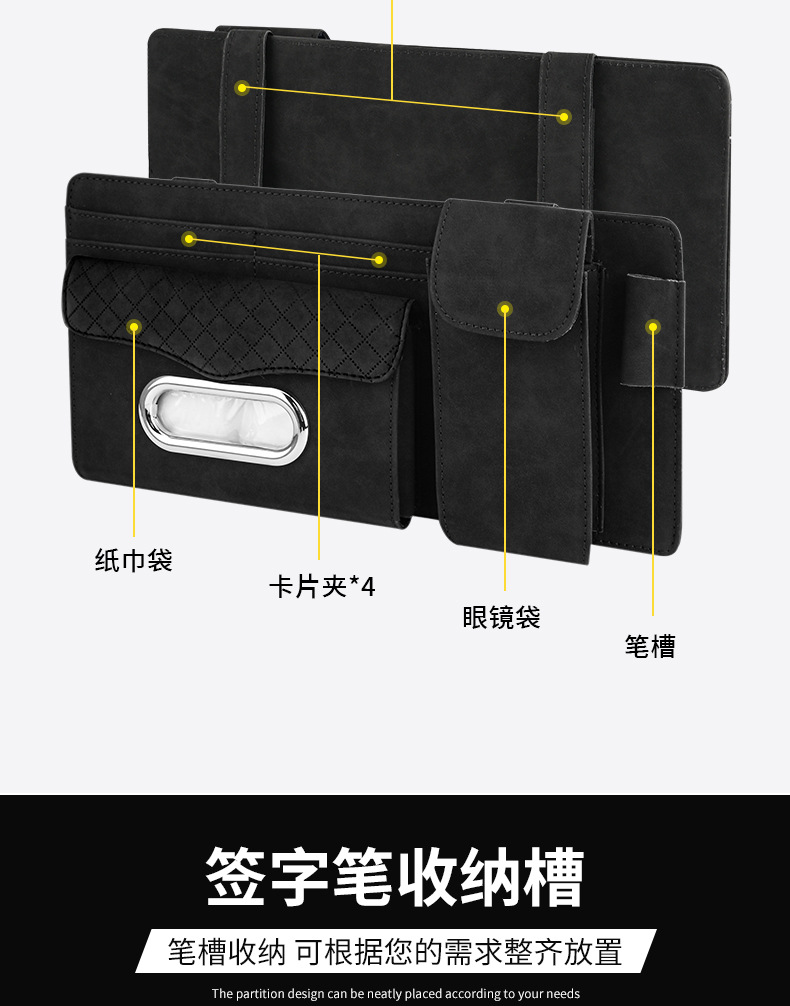 Car Glasses Holder, Car Glasses Case, Car Sun Visor Multifunctional Ticket Holder, Card Holder, Car Tissue Storage Clip