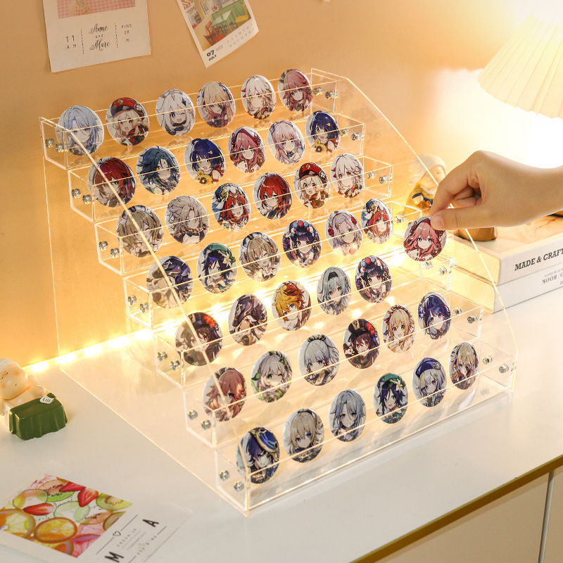 Acrylic Bar Display Stand Transparent Desktop Millet Storage Box Ladder Shelf Standing Sign Peripheral Badge Storage Rack Acrylic Bar Display Stand Transparent Desktop Millet Storage Box Ladder Shelf Standing Sign Peripheral Badge Storage Rack
