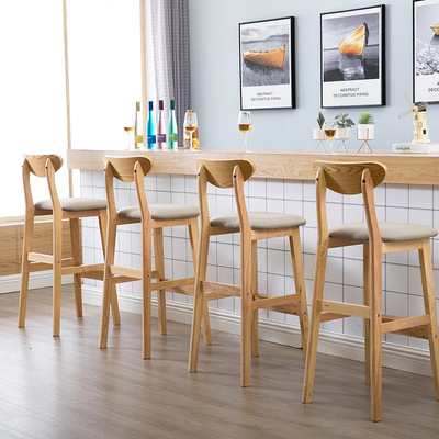 Royal Carpenter woodiness Bar chair Stool household Study backrest Bar stool The bar chair Northern Europe Simplicity Cashier chair