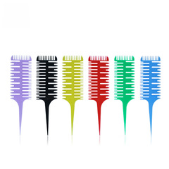 彩色透明三面多功能藝術造型梳子 魚骨梳尖尾挑染美發工具多齒梳