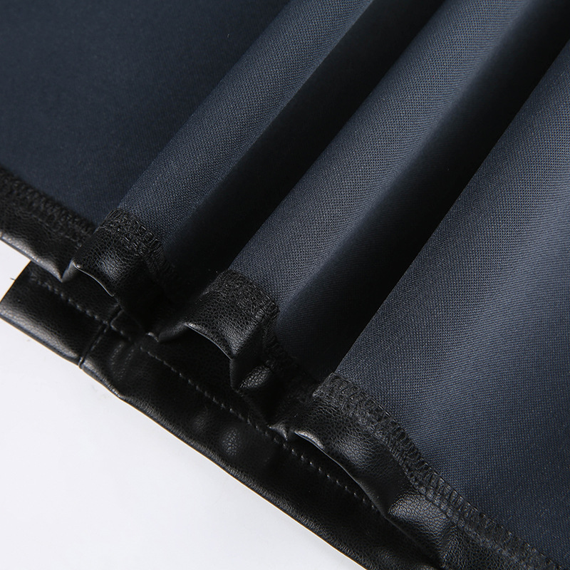 leather strapped hollow vest & skirt two-piece NSRUI51599