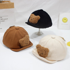 小熊嬰兒童帽小寶寶鴨舌帽嬰兒帽子遮陽帽秋冬可愛兒童0-3-6個月