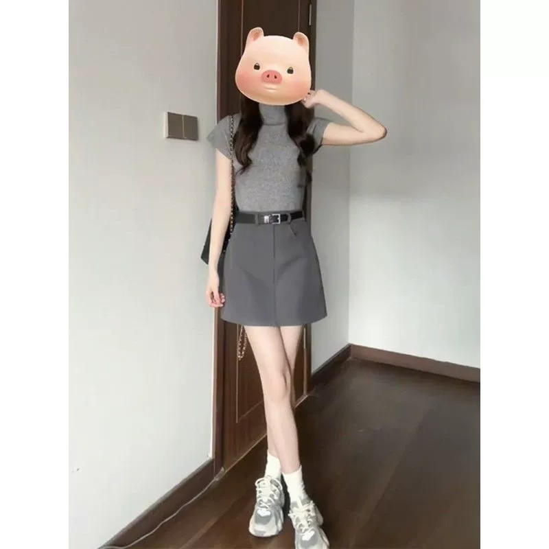 Spring set, colored mini-skirt, skirt, for teenagers, high-quality style