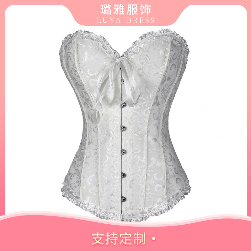 Fábrica al por mayor europea y americana sexy corte corsé vestido de novia ropa interior corsé