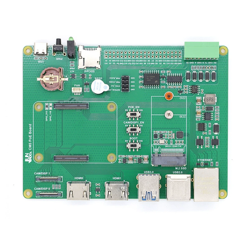 Плата расширения PoE для Raspberry Pi CM5 Compute Module 5, совместимая с Lite/eMMC базовая плата
