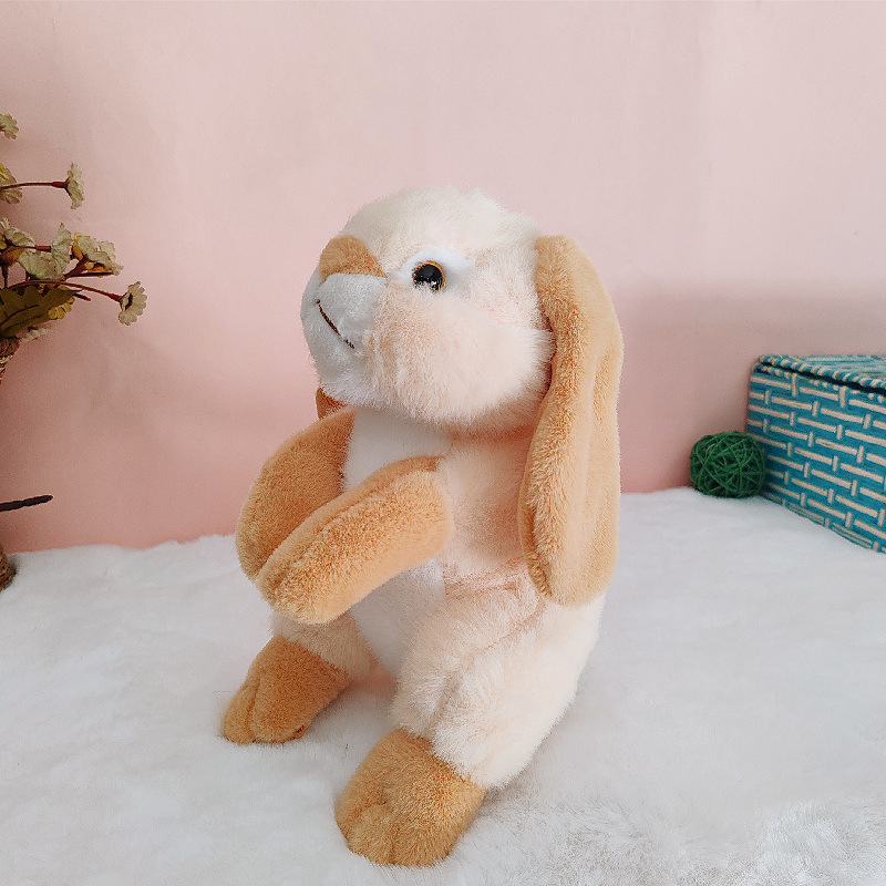 Muñeca de conejo animal de simulación transfronteriza, juguete de peluche de conejo de orejas caídas, muñeca de conejo para niños, regalo de cumpleaños al por mayor