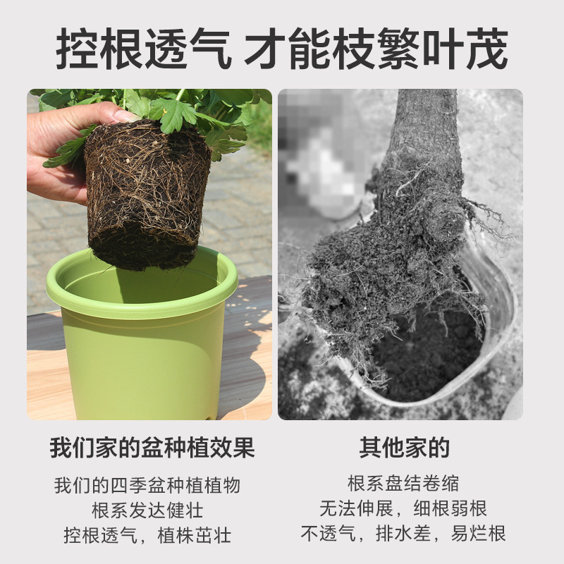四季根制御新しい通気性肥厚ガロンポットプラスチック大型青山北欧植木鉢緑植物耐久性のある樹脂ポット|undefined