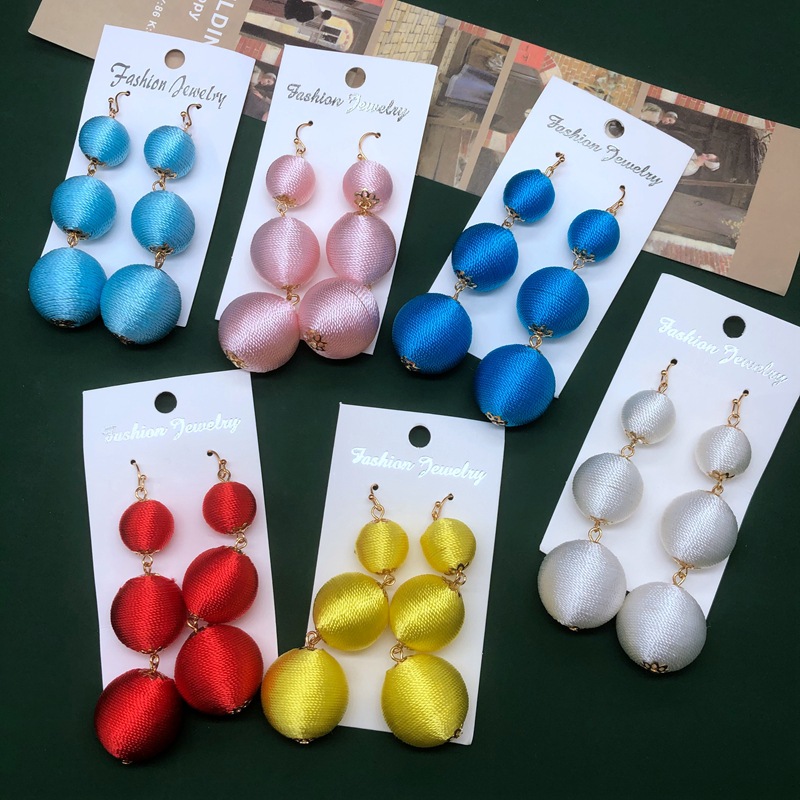 Ethnic Style Colorful Tangled Ball Earrings display picture 1