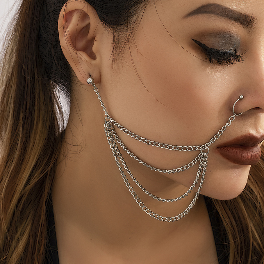 Punk Geometric Moon Iron Plating Nose Ring