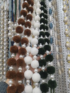 Curtain Fresh Style with Velvet Bead Hanging Balls for Children's Room, Small Pearl Tie Rope, Pastoral Wholesale Direct from Manufacturer