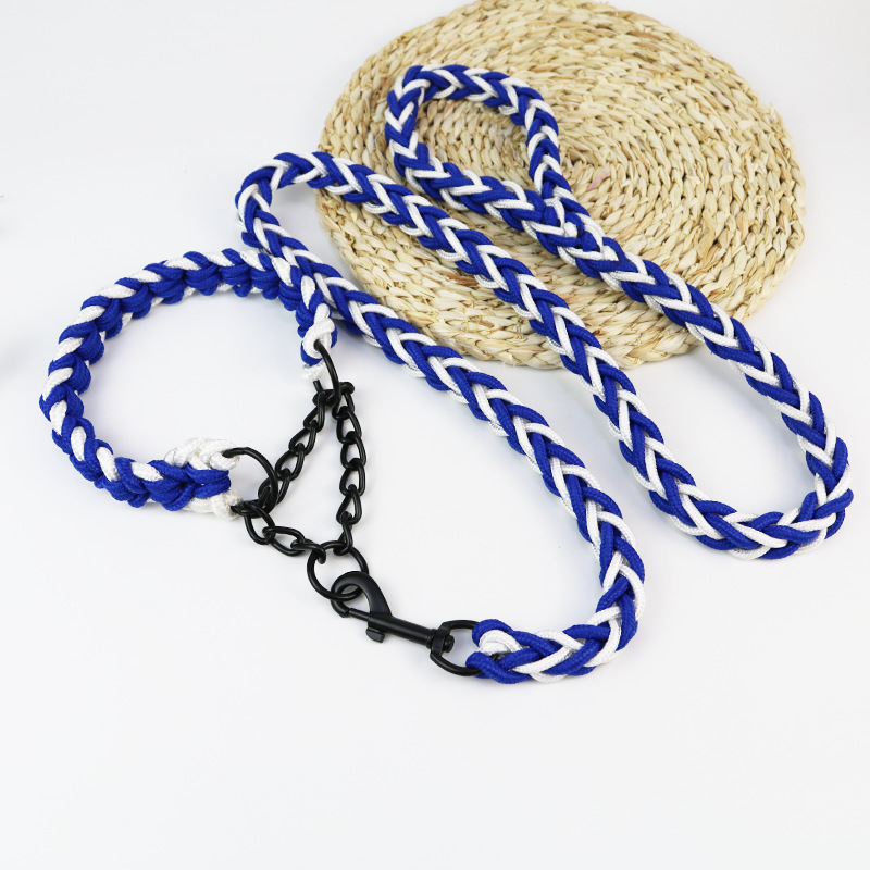 Correa para perro grande tejida a mano de 8 hebras de nylon, tipo cadena P – reflectante, para pasear.