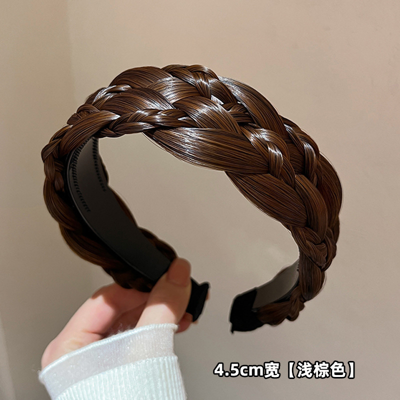 編み込みウィッグ、ヘッドバンド、一体型編み込み、高頭頂頭飾り、滑り止め歯付き5ストランドサンドイッチ編み込みヘア|undefined
