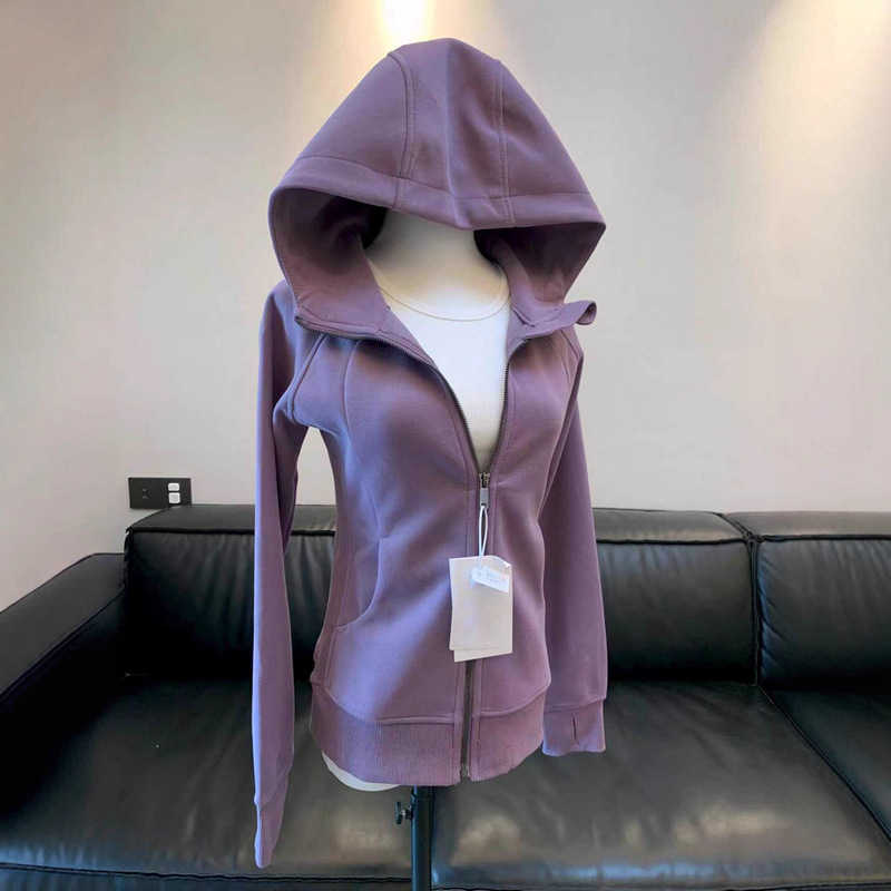 Shandong Jimo Sweatshirt 2026 Spring New Women's Zip-Up Hooded Slim-Fit Yoga Waist-Cinching Jacket