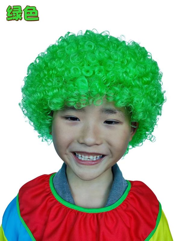爆炸头假发小丑头套搞笑彩色假发套幼儿园表演区材料彩色短发假发|undefined