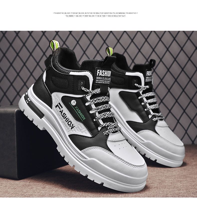 Men's High Top Running Shoes Thick Sole Height Increasing Sneakers_voghion.com