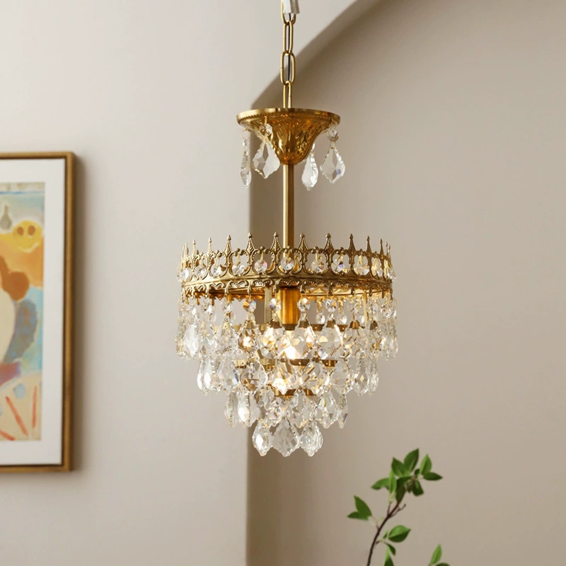 Crystal pendant, retro ceiling lamp for living room, lights for bedroom, french style, light luxury style, European style