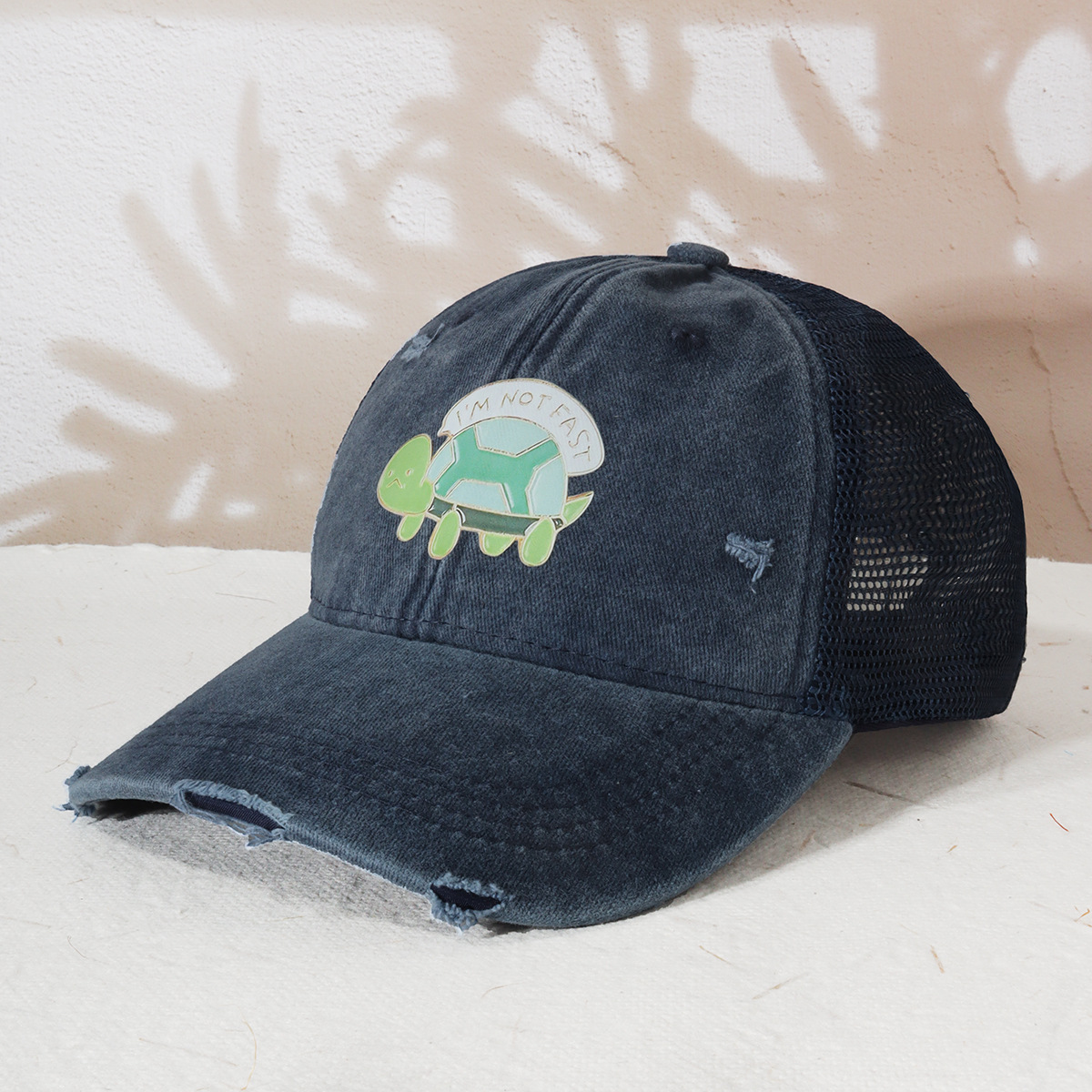 Unisex Gewassen cowboy trucker hoed Casual trend Groene schildpad print baseball pet Ademende zonbescherming_voghion.com