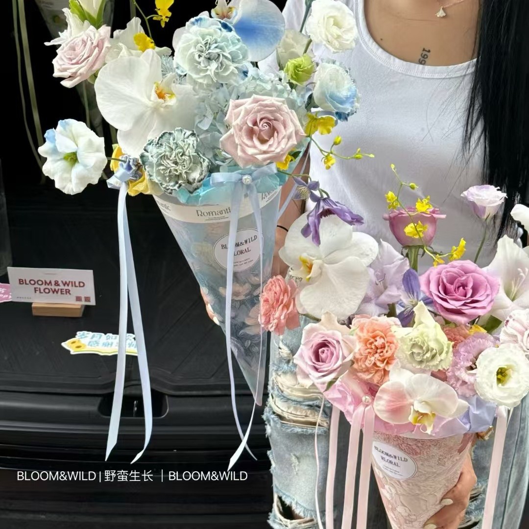 花语新款柔情冰淇淋包花纸加厚白卡纸鲜花包装纸花艺手工DIY材料