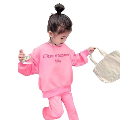 Girls' Hoodie Set 2024 Spring New Korean Style Stylish Pants Baby Casual Sports Toddler Two-Piece Set