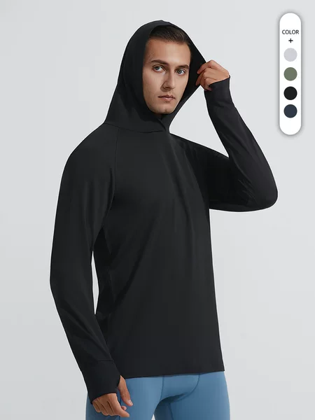 New Men's Pullover Hoodie for Running, Sports, and Fitness, Breathable Casual Long-Sleeve T-Shirt for Sports