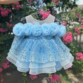 儿童礼服优雅亮片花童礼服公主儿童婚礼生日派对舞会礼服