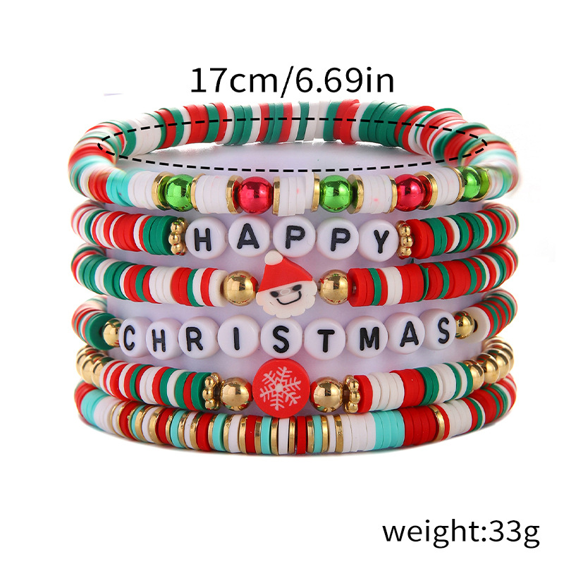 30g Weight Alloy Pendant Material Bracelets Classification soft clay Chain Material Beaded Chain Chain Type 1 Set Quantity Daily Occasion Alloy, soft clay Material Christmas Festival Christmas Tree, Santa Claus, Snowflake Pattern Women's Gender Simple Style Style Simple Style Christmas Tree Santa Claus Snowflake Alloy Soft Clay Beaded Chain Beaded Bracelets Wholesale 2
