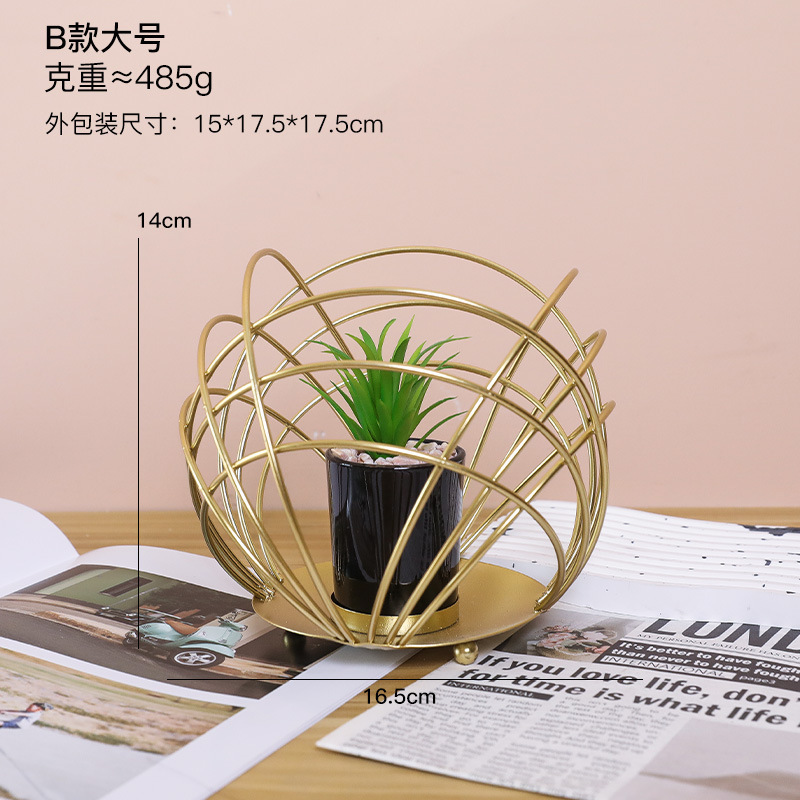 创意桌面铁艺盆栽摆件客厅酒柜家居饰品北欧室内绿植花瓶植物园艺|undefined