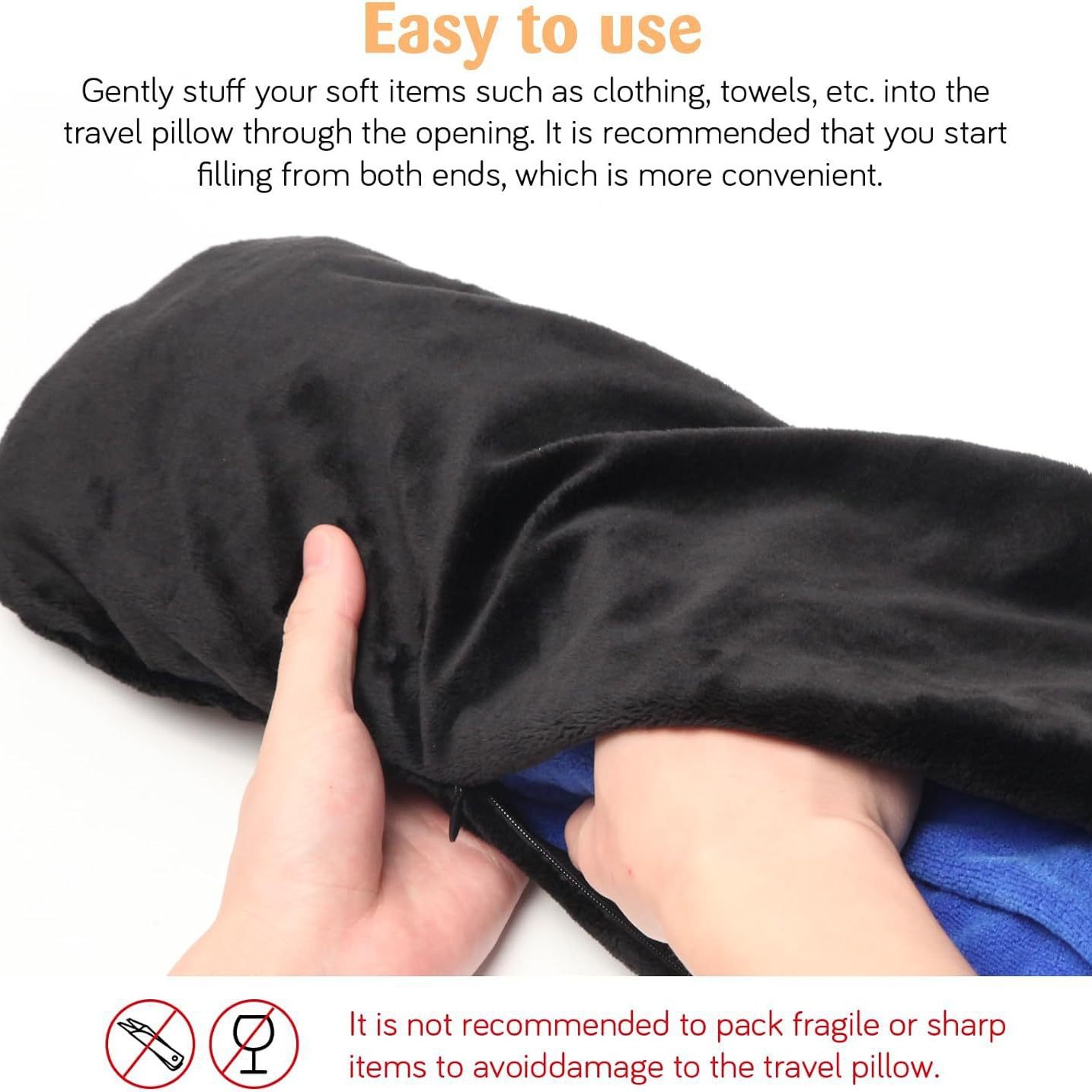 Transfronteriza nuevo multi-funcional en forma de U almohada recargable ropa equipaje funda de almohada suave felpa viaje de almacenamiento