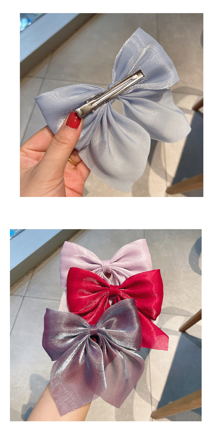 Satin Material Bow Knot Pattern Women's Sweet Korean Style Bow Knot Cloth Satin Hair Clip