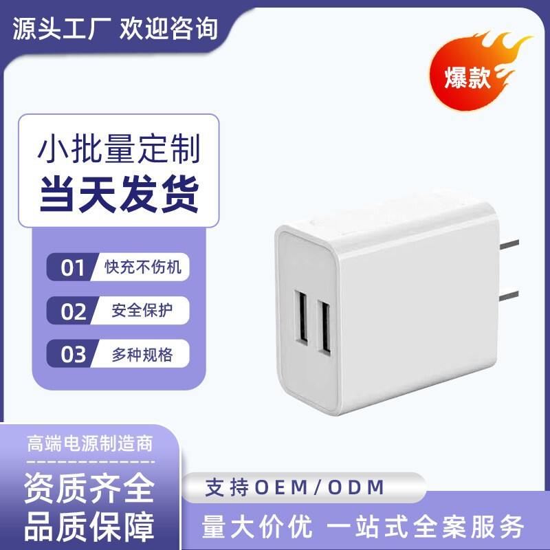5V2A Mobile Phone Charger Charging Head Dual USB Interface Universal Power Adapter Mini Portable