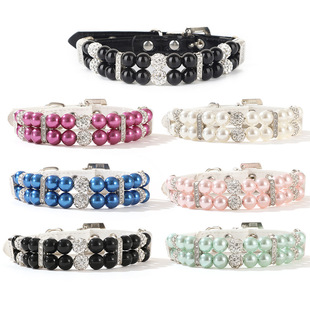 Zhous Pet Collar Traction Rope Neck Jewelry Pearl Cat Necklace Small and Medium Dog Ring Neck Wholesale