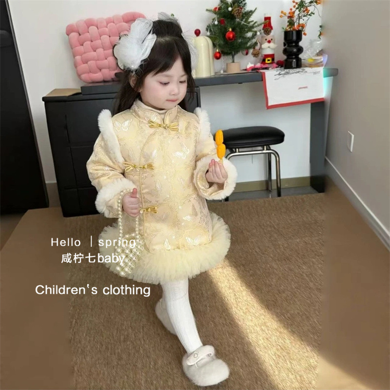 Zheng Qiyi vestido de princesa de niña de Año Nuevo 2025, nuevo vestido de aniversario, vestido de Año Nuevo de invierno