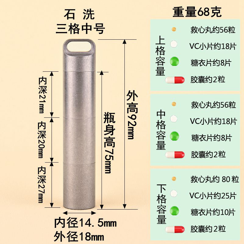 Mini Botella de Medicina Portátil de Acero Inoxidable Hermético A Prueba de Humedad